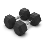 COMMERCIAL GRADE - RUBBER HEX DUMBBELLS (PAIRS)