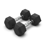 COMMERCIAL GRADE - RUBBER HEX DUMBBELLS (PAIRS)