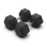 COMMERCIAL GRADE - RUBBER HEX DUMBBELLS (PAIRS)