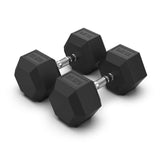 COMMERCIAL GRADE - RUBBER HEX DUMBBELLS (PAIRS)