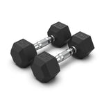 COMMERCIAL GRADE - RUBBER HEX DUMBBELLS (PAIRS)