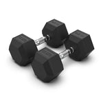 COMMERCIAL GRADE - RUBBER HEX DUMBBELLS (PAIRS)