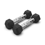 COMMERCIAL GRADE - RUBBER HEX DUMBBELLS (PAIRS)