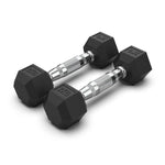 COMMERCIAL GRADE - RUBBER HEX DUMBBELLS (PAIRS)