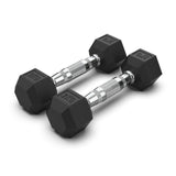 COMMERCIAL GRADE - RUBBER HEX DUMBBELLS (PAIRS)