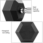 COMMERCIAL GRADE - RUBBER HEX DUMBBELLS (PAIRS)