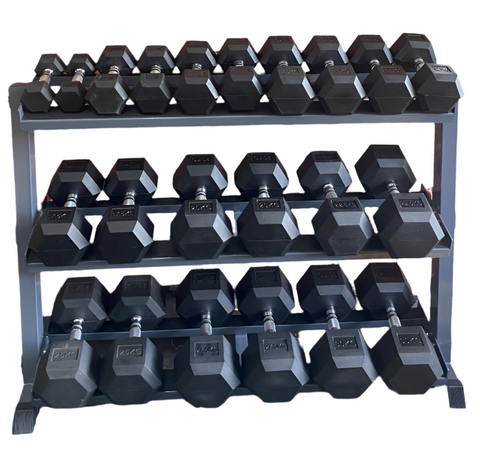 HEX DUMBBELL PACKAGE - 5KG TO 30KG - (330KG)- WITH RACK
