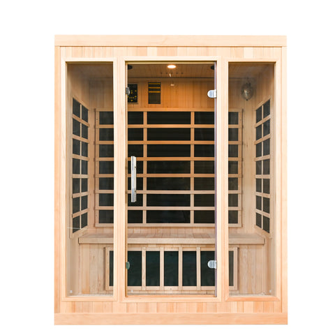 INFRARED SAUNA 3 PERSON FULL GLASS FRONT PANEL