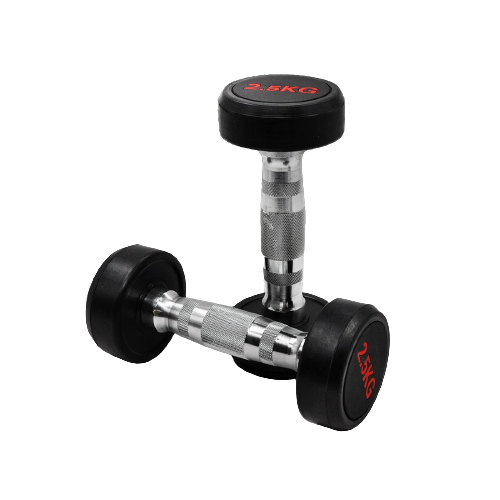 COMMERCIAL GRADE RUBBER COATED ROUND DUMBBELLS (PAIRS)