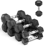 COMMERCIAL GRADE - RUBBER HEX DUMBBELLS (PAIRS)