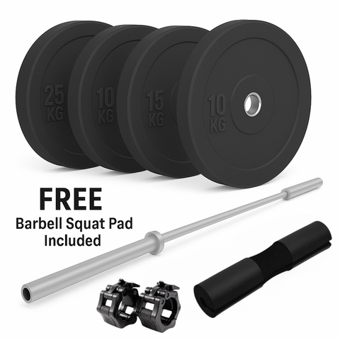 OLYMPIC BUMPER PLATES + 2.2M BARBELL PACKAGE