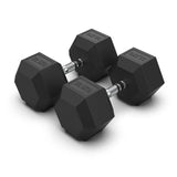 COMMERCIAL GRADE - RUBBER HEX DUMBBELLS (PAIRS)